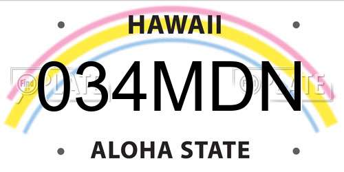 034MDN Hawaii License Plate