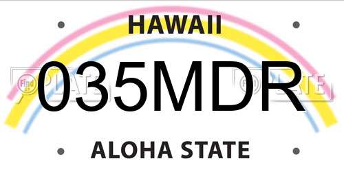 035MDR Hawaii License Plate