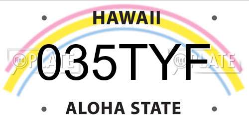 035TYF Hawaii License Plate