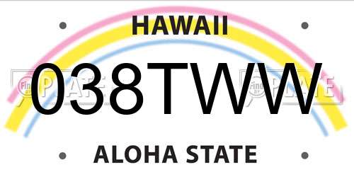 038TWW Hawaii License Plate
