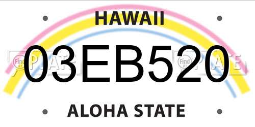 03EB520 Hawaii License Plate