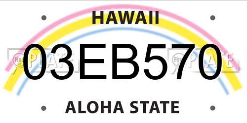 03EB570 Hawaii License Plate