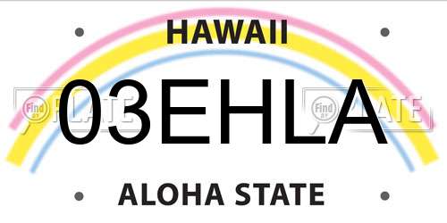03EHLA Hawaii License Plate