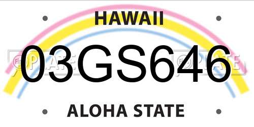 03GS646 Hawaii License Plate
