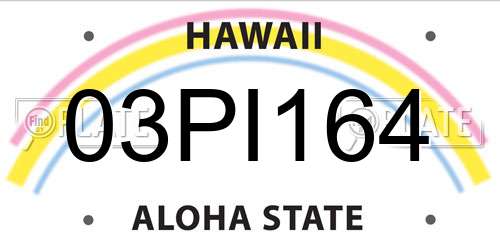 03PI164 Hawaii License Plate