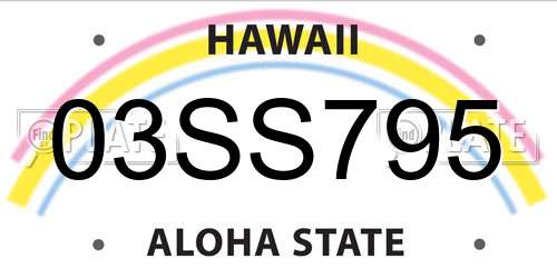 03SS795 Hawaii License Plate