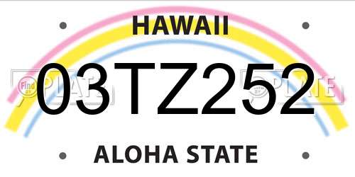 03TZ252 Hawaii License Plate