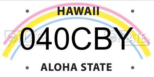 040CBY Hawaii License Plate