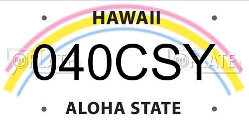 040CSY Hawaii License Plate