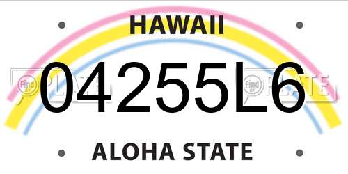 04255L6 Hawaii License Plate