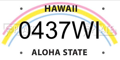 0437WI Hawaii License Plate