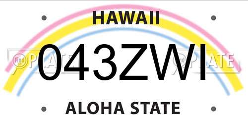 043ZWI Hawaii License Plate