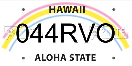 044RVO Hawaii License Plate