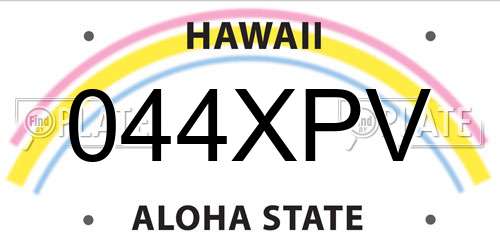 044XPV Hawaii License Plate