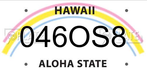 046OS8 Hawaii License Plate