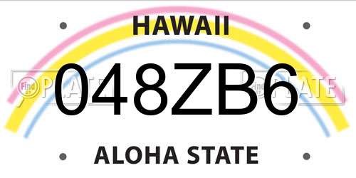 048ZB6 Hawaii License Plate