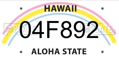 04F892 Hawaii License Plate