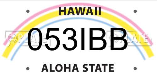 053IBB Hawaii License Plate