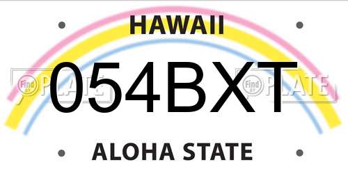054BXT Hawaii License Plate