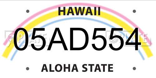 05AD554 Hawaii License Plate