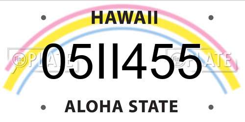 05II455 Hawaii License Plate