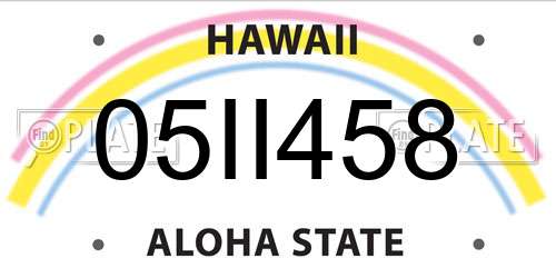 05II458 Hawaii License Plate