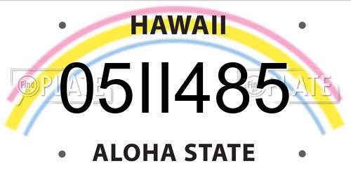 05II485 Hawaii License Plate