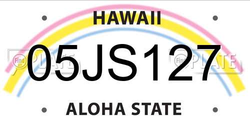 05JS127 Hawaii License Plate