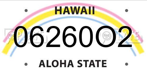 06260O2 Hawaii License Plate