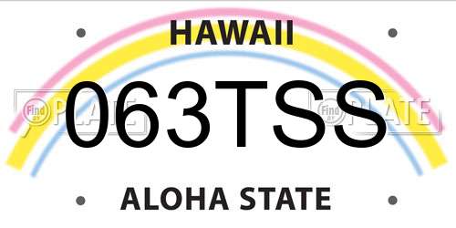 063TSS Hawaii License Plate