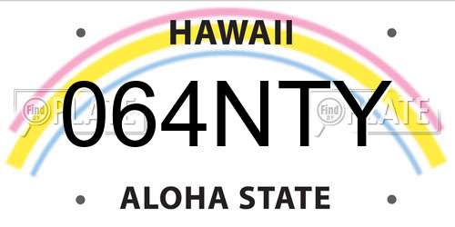 064NTY Hawaii License Plate