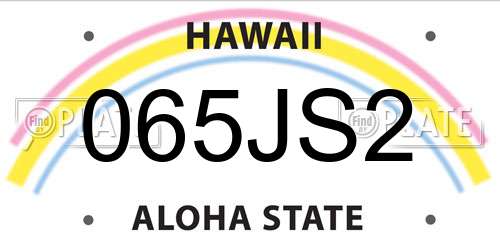 065JS2 Hawaii License Plate