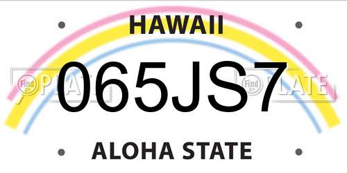 065JS7 Hawaii License Plate