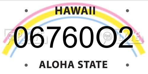 06760O2 Hawaii License Plate