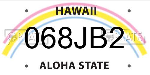 068JB2 Hawaii License Plate