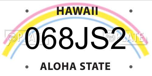 068JS2 Hawaii License Plate