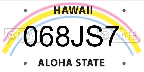 068JS7 Hawaii License Plate