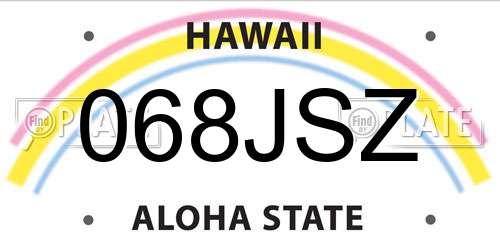 068JSZ Hawaii License Plate
