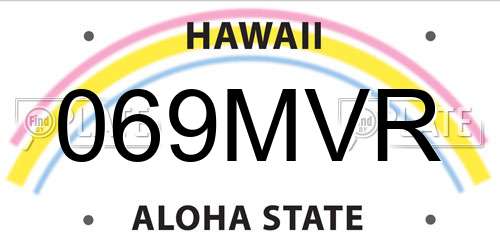 069MVR Hawaii License Plate
