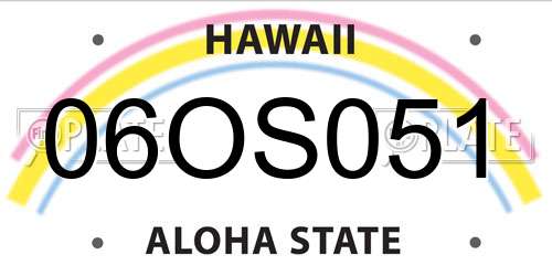 06OS051 Hawaii License Plate