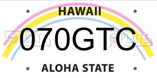 070GTC Hawaii License Plate