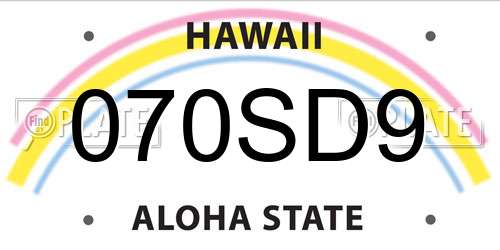 070SD9 Hawaii License Plate