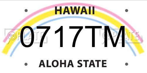 0717TM Hawaii License Plate