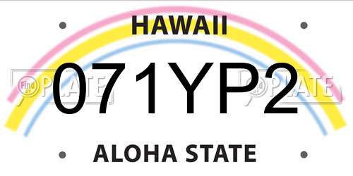 071YP2 Hawaii License Plate