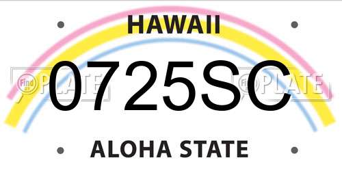 0725SC Hawaii License Plate