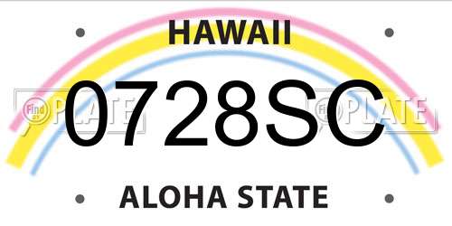 0728SC Hawaii License Plate