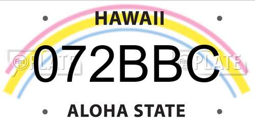 072BBC Hawaii License Plate