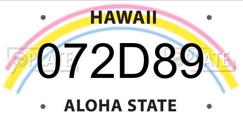 072D89 Hawaii License Plate