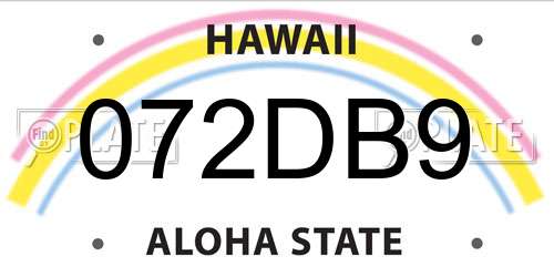 072DB9 Hawaii License Plate