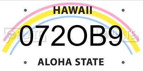 072OB9 Hawaii License Plate